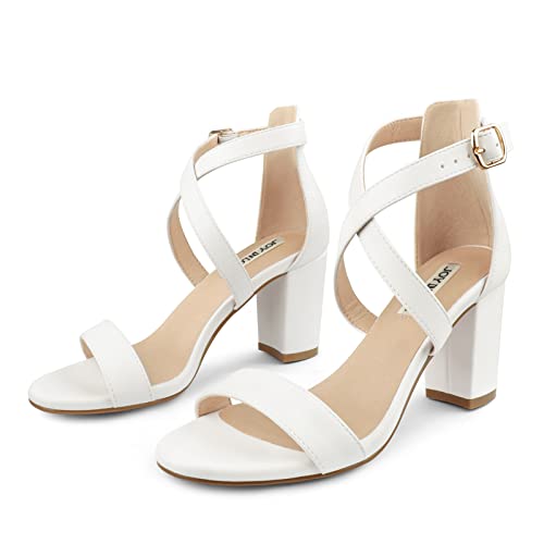 Image of JOY IN LOVE Women's Chunky Block Heels 3 Inch Ankle Strap Low Heel Sandals
