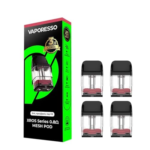 Vaporesso XROS シリーズ MESH Pod カートリッジ(COREX 3.0) 0.4Ω/0.6Ω/0.8Ω(3.0ml)1箱(4個入り) ベポレッソ XROS交換用ポッド XROS 5/XROS 5 MINI専用 メッシュ 電子タバコ VA