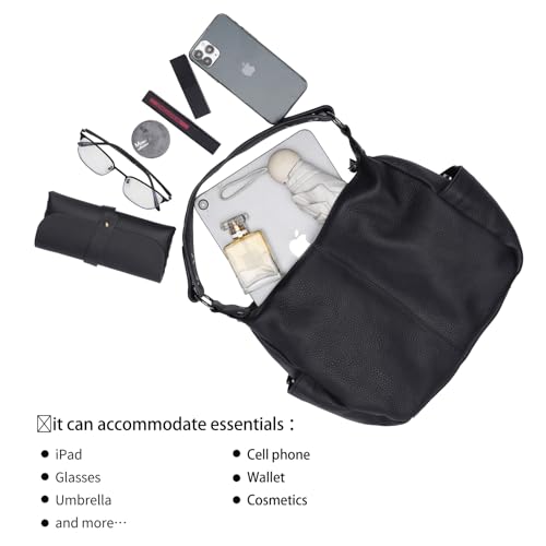 Image of Genuine Leather Purses for Women Hobo Crossbody Bags Casual Work Shoulder Bag with Adjustable Strap