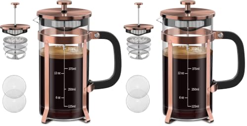 Image of QUQIYSO French Press Coffee Maker 21oz,Borosilicate Glass Coffee Press (Pack of 2)