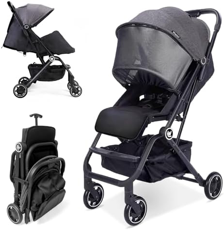 Lightweight Baby Stroller, One Hand Easy Fold Compact Travel Stro...