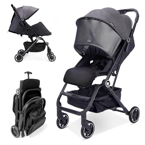 Wheelive Silla de Paseo Ligera, Silla Paseo Compacta 0-3 Años (22 kg máx.), Plegado con Una Mano, Impermeable, Respaldo Ajustable y Reclinable, Capota UPF 50+, Tamaño Cabina Avión