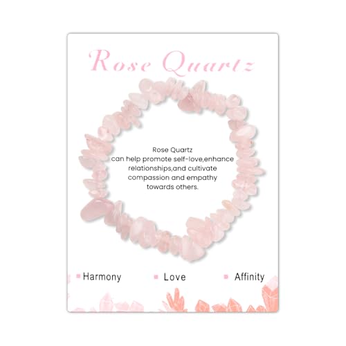 Rose Quartz Bracelet Crystal Beaded Bracelets for Women Healing Crystal Bracelet Pink Rose Quartz Stone Bracelets for Women Christmas Birthday Gifts for Sister Daughter Healing Bracelet