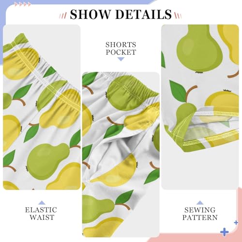 ZZXXB Pear Fruits Print Boys Long Pants Soft Trousers Elastic Waist Kids Lounge Bottoms with Pockets S-XL4