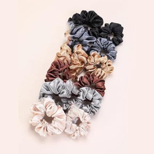 12 Silk Hair Ties for Women Satin Hair Ties for All Hair Types and Textures Wrinkle-Free Hair Ties for Girls Perfect for Day or Night