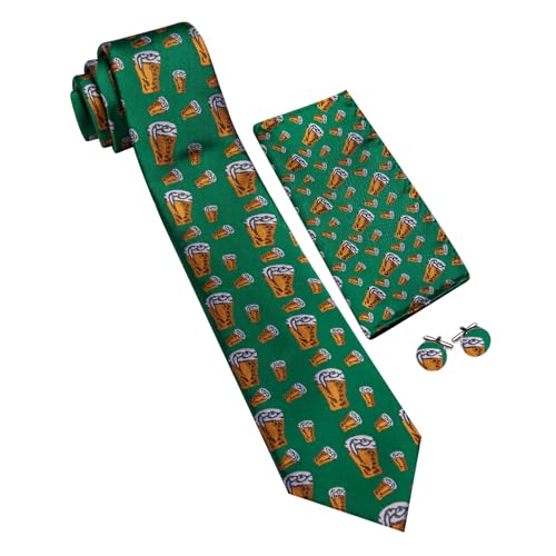 Image of Barry.Wang Classic Mens Ties Silk Necktie Pocket Square Cufflinks Set Woven Designer Wedding Business