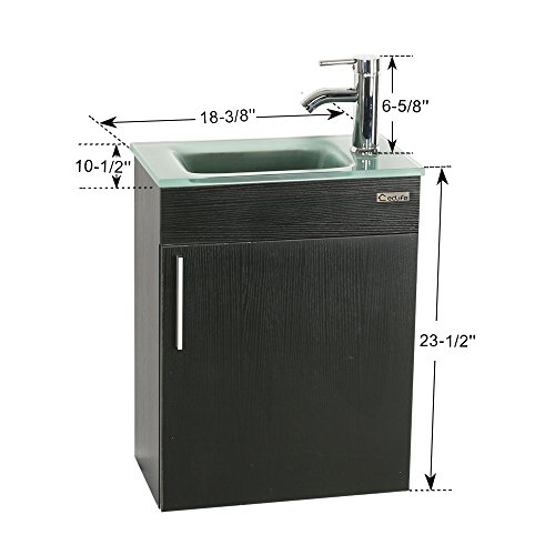 U-Eway Wall Mounted Bathroom Vanity And Sink Combo 18.4"X 10.5" Modern Small Bathroom Vanity Set With Top Clear Glass Bowl With Faucet Chrome P-Trap Pop Up Drain,Without Mirror,Morden Style #TOP2