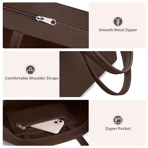 Image of KALIDI Tote Bag Zipper Shoulder Bag Faux Leather Purses Satchel for Women Casual Handbag Work Dating College