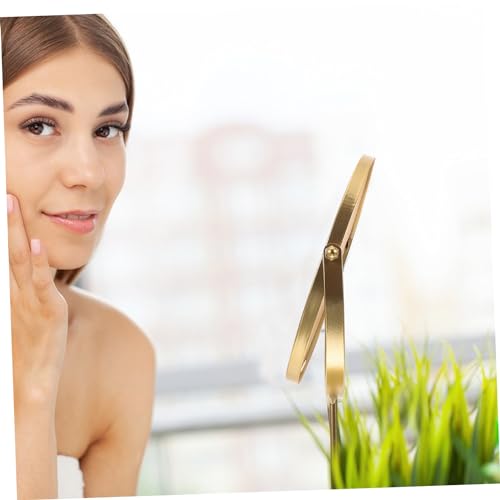 Espejo de Mesa Redondo Dorado para Maquillaje miniatura 5
