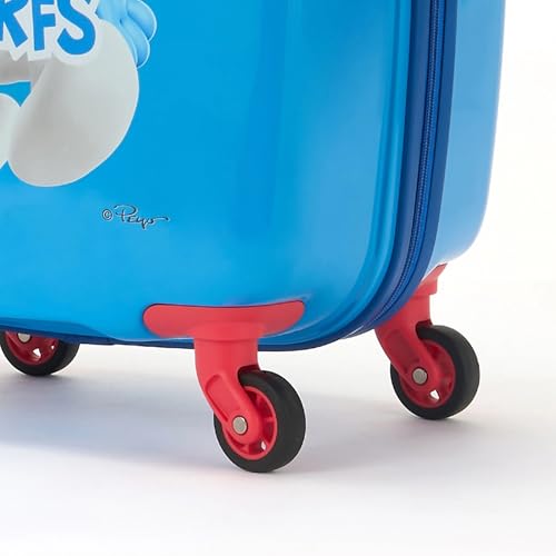 Image of American Tourister Smurfs 53 CM Small Suitcase with Combination Non TSA Lock & 4 Wheels Hard-Sided PC Cabin Luggage /Trolley Bag for Travel /Luggage Bag with Spinner Wheels for Travel- Blue /Red