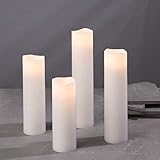LampLust Flameless Candle Set, 2 Inch Diameter - Battery Operated, 4 Pack, Slim Pillar Candles, Flic