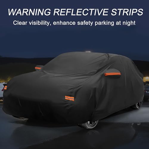 Image of X AUTOHAUX Car Cover Outdoor Waterproof Sun Rain Snow Hail Protection with Left Side Door Zipper 210D-PU for Lexus ES Sedan