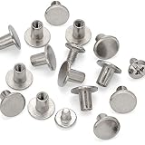100 Sets Round Flat Head Chicago Screws Buttons Metal Studs Rivets Screwback Spots Metal Nail Rivet