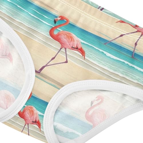 Pink Flamingos Beach Turquoise Sea Panties Little Girl Girls Underwear Toddlers Cotton Colorful Underpants Briefs 2t4