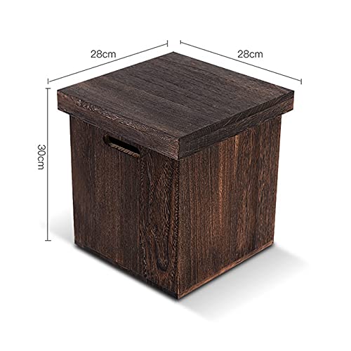 Sxnbh All Solid Wood Storage Stool Retro Nostalgic Low Pouf Chinese Style Shoe Changing Living Room Door Decorative Furniture (Color : Light) #TOP1