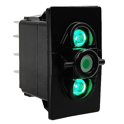 Image of Dual Green Led 7 Pin ON-Off-ON DPDT 3 Way Rocker Switch Base for ARB /Carling Auto Marine Boat Dashboard Switch Replacement 12V /24V IP68