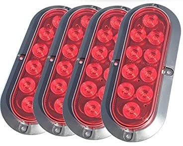 4 Red Oval Oblong 6" Surface Mount Led Turn Stop Light Trailer Truck Rv Sealed #TOP7