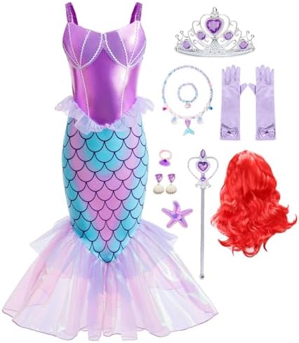 iTVTi Girls Mermaid Princess Costume with Wig
