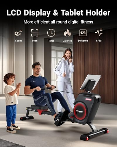 HARISON Rowing Machines for Home, Magnetic Rower Machine with US Mute System, Bluetooth, App Supported, Smooth & Quiet Slide Rail,350 LB Weight Capacity and Free Courses - Thumbnail 5