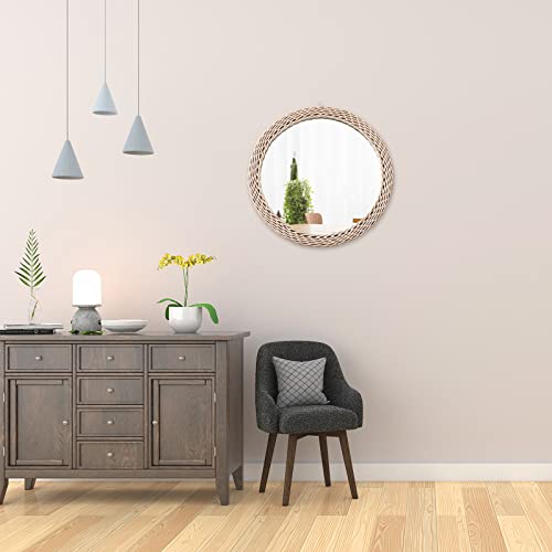 14 Inch Boho Round Hanging Wall Mirror,Rattan Mirror, Round Wall Mirrors Decor For Farmhouse, Living Room, Bedroom, Bathroom #TOP1
