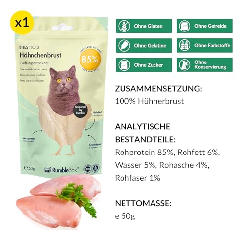 Ultimate Sparbox Pur Huhn & Ente, 100% Fleisch & Leber, Gefriergetrocknete Katzensnacks ohne Getreide und Zucker für Allergiker, NUR 1 ZUTATEN (6x50g) – Bild 5