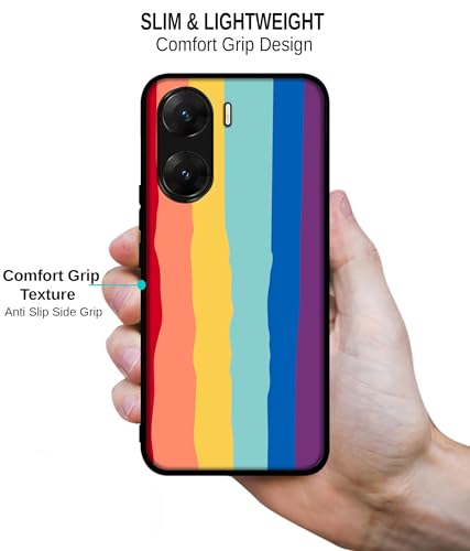 Image of Rainbow Design Premium 2D Printed Metal Back Case Cover for Vivo V29E 5G