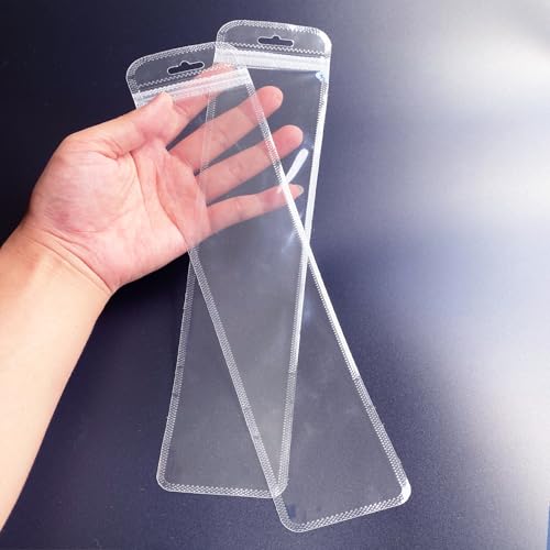 Image of 100 Pcs Resealable Beadable Pen Packaging Bags for Small Business,Clear Zipper Smell Proof Storage Bags for Party Favor Food Storage, Jewelry, Cosmetic,Candy (2.75x13.4inch)