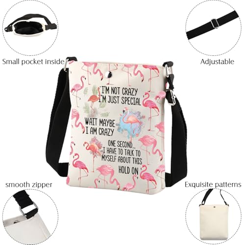 BNQL Flamingo Crossbody Bag - White, Adult, 5.9 x 8.26 x 1 inches, 130g, Polyester, Cross-Body Strap, Magnetic Closure, Unisex, Flamingo Theme, Perfect for Shopping, Work, Travel2