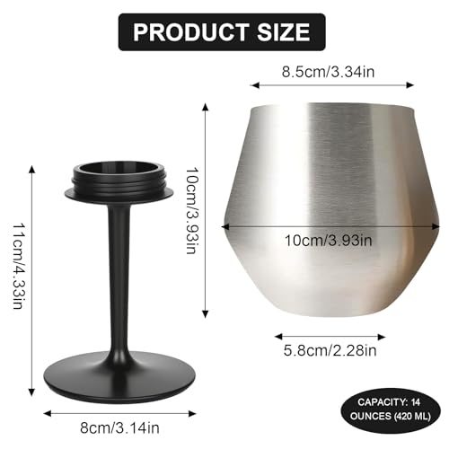 Vaso de vino de acero inoxidable de 420 ml, copa portátil desmontable para exteriores 5