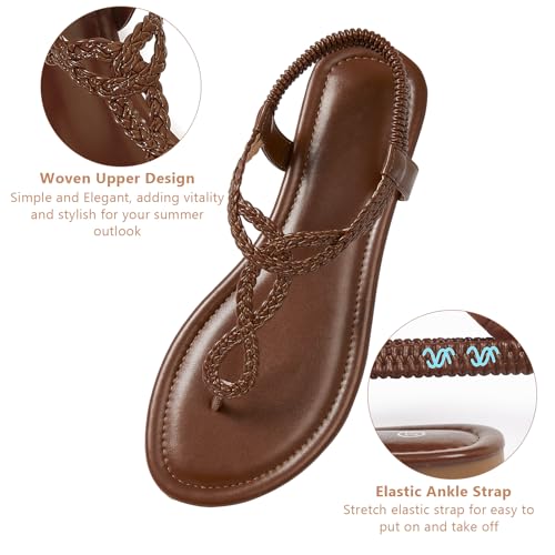Image of zeetoo Women's Flat Sandals Summer T-StrapThong Bohemian Casual Comfortable Dressy Sandals for Women