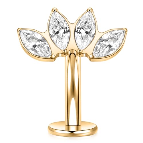 PEAKLINK G23 Titanium Belly Button Jewelry - 14G Flat Bottom Floating Curved Barbell Navel Ring - 8/10/12/14mm Piercing for Women