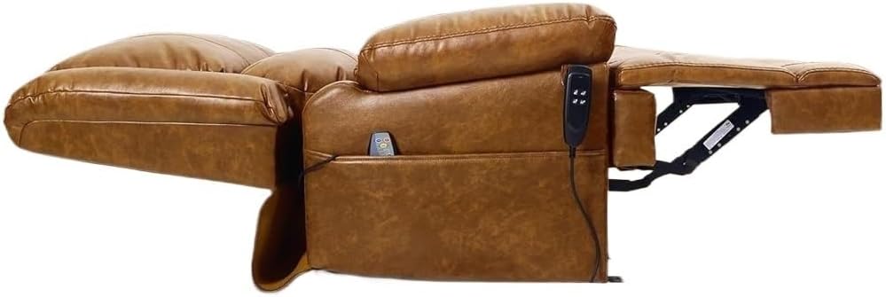 Leather Oversize Electric Lift Recliner Chair with Heated Massage Cup Holders Wide Seat Comfortable Lounge Sofa
