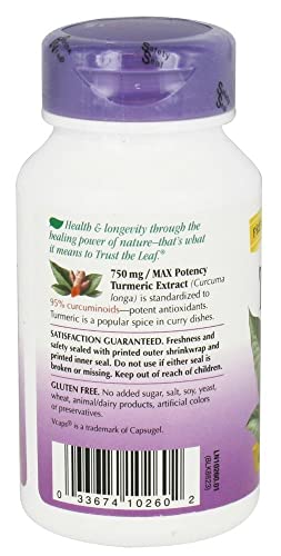 Nature's Way Premium Extract Turmeric Max Potency Standardized To 95% Curcuminoids 750 Mg Per Serving 60 Vcaps #TOP3