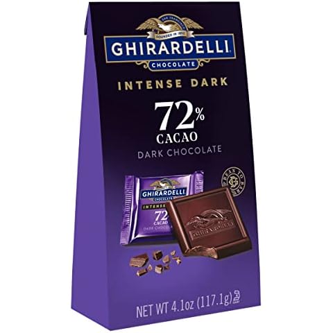 GHIRARDELLI Intense Dark Chocolate Squares, 72% Cacao Chocolate for Holiday Gifts and Stocking Stuffers, 4.1 Oz Bag (Pack of 6) Cover