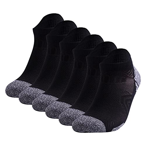 Jiraunvy 6 Paar Socken Sportsocken Ankle Socks Bootssocken kurze Röhren-Basketballsocken Socken Herren Damen Baumwolle Trekkingsocken Laufsocken Atmungsaktiv Weich Sneaker Socken (Black, One Size) Cover