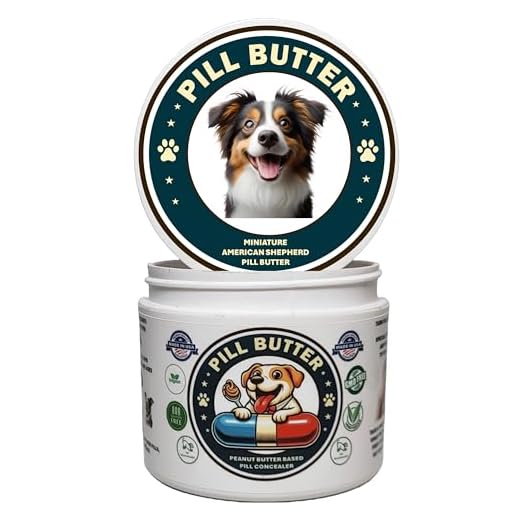 Miniature American Shepherd Dog Treats to Wrap Pills (+100 Breeds) Jar of Non-Sticky Moldable Paste Made of Real Human Grade Dog Peanut Butter Treat, Food or Gift to Hide Dogs Pills (60 Servings)