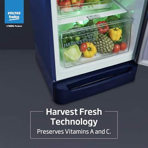 Image of Voltas Beko, A Tata Product 208 L, 3-Star Single Door Direct Cool Refrigerator with Harvest Fresh Technology (RDC240B / 3W0RBR0MHB00GO, Rainy Blue)