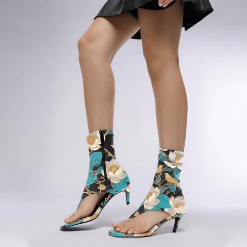 Maiyang Women Open Split Toe Sandal Boots Ankle High Zip up Kitten Low Heels Fashion Party Prom Shopping Shoes Size 4-16 US4