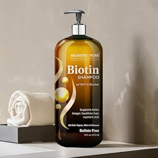 Majestic Pure Biotin Shampoo - Volumizing Shampoo for Hair Loss - with DHT-3 Blocker - Hydrating & Nourishing - Sulfate Free, for Men & Women - Thin Hair Shampoo - 16 fl oz