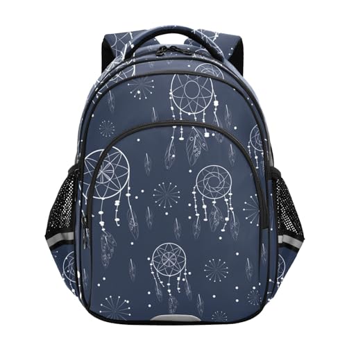 Sac à dos école adolescents motif attrape-rêves bleu foncé ordinateur voyage M