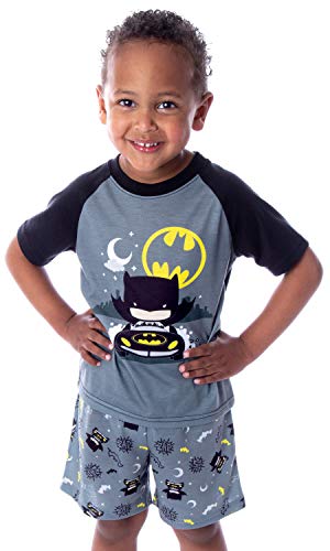 DC Comics Toddler Boys' Batman Pajamas Batmobile Night Riding Shirt and Shorts 2 Piece Superhero Pajama Set (5T)
