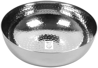 THATHERA Kadai Steel Kadhai Elegant Premium Stainless Steel Versatile Indian Wok with Glossy Hammered Finish, Durable Construction, Easy to Clean (2.5 Liters)