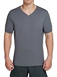 worboo Men's V-Neck Bamboo Viscose Undershirt - Ultra Soft,Original Fit (Medium, Dark Gray)