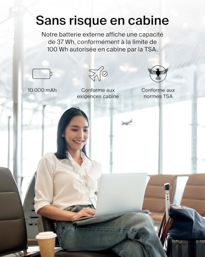 Belkin Batterie Externe 10000mAh, Chargeur Externe, 1 Port USB-C et 2 Ports USB-A, jusqu'à 15 W, câble USB-A vers USB-C, Batterie Portable, Power Bank pour iPhone, Galaxy, Pixel, iPad- Gris sidéral