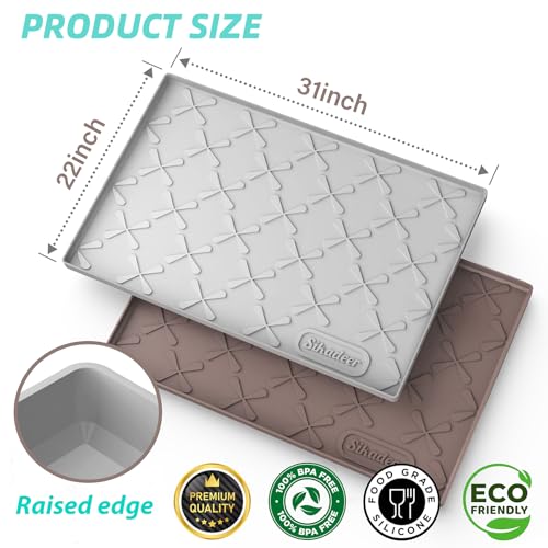 SIKADEER 31" x 22" Under Sink Mat Waterproof, Silicone Mat Kitchen Drawer Shelf and Cabinet Liner, Sink Protector for Kitchen Organizers and Storage, Boot Tray Pet Food Mats