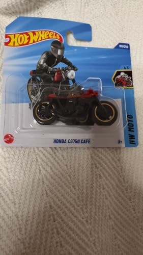 Hot Wheels Vehículo a Escala 1:64 para Jugar o Exhibir. Colección de Automoviles. Regalo para niños. Modelo del 2025,Elige 1 Coche (HYY85, 150/250 Honda CB750 Café)