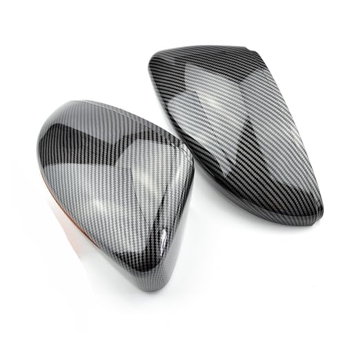 O~[ For For Passat CC B7 For Scirocco For Jetta MK6 For Beetle Black Side Mirror Cover Caps Rearview Mirror(Carbon Look black)