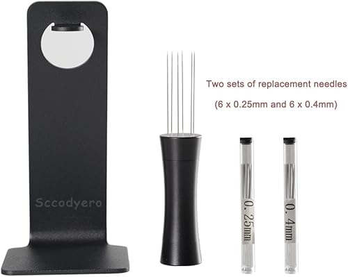 Miniatura 3 de Herramientas WDT de espresso, agitador de espresso con función de ángulo ajustable, herramienta distribuidora de espresso con imanes y soporte,