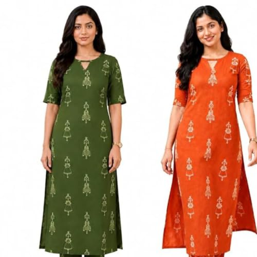 Image of MS VHCK ENTERPRISE Woman Women's Rayon Straight Fit Straight Kurta Kurtis