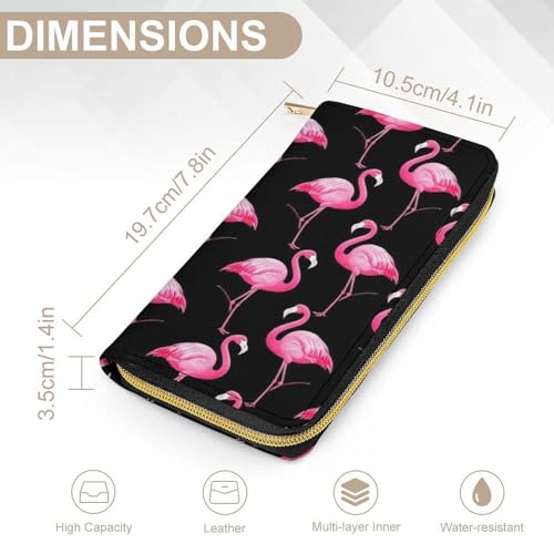 Fashion Decor Wallet, Long PU Zipper Wallet, Travel Purse Fashion Design, Huge Storage Capacity PurseLovely Animal Pink Flamingo2
